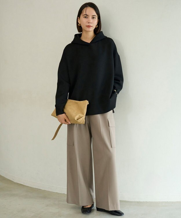 UNFILO BEAUTY FORM JERSEY サイドZIP フーディ ブラック