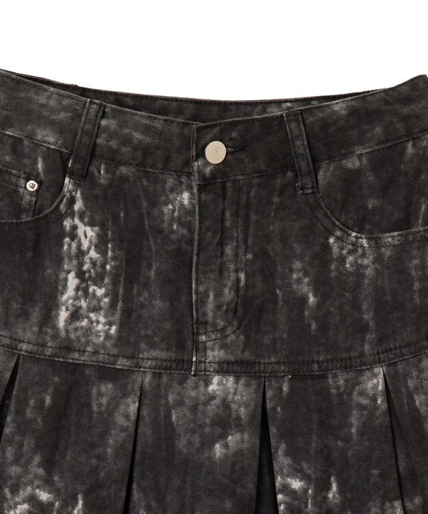 WEGO ウオッシュドプリーツミニスカート ブラック