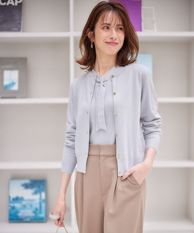 ANY SIS 【洗える】ボウタイ ニット アイスブルー