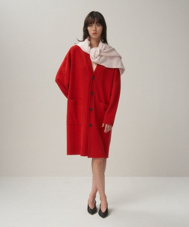 ATON MERINO COLLEGE KNIT | オーバーサイズカーディガン RED