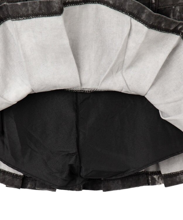 WEGO ウオッシュドプリーツミニスカート ブラック