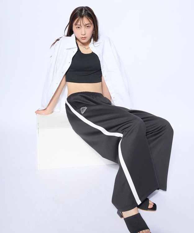 OP／FILA 【Kappa】ジャージ トラックワイドパンツ ブラック