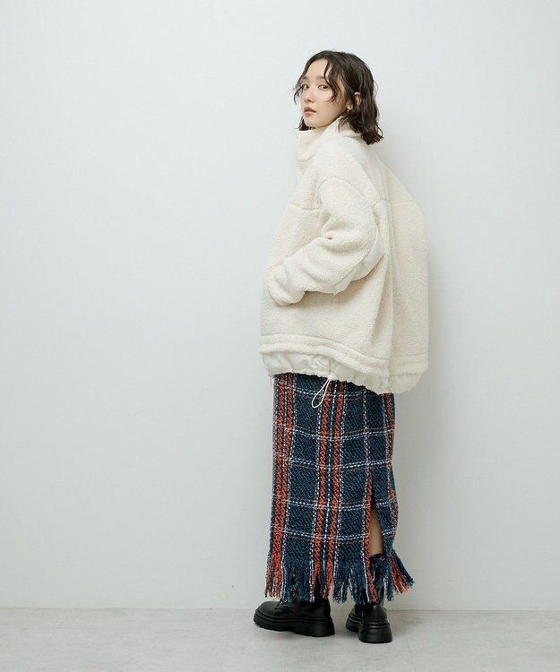 Green Parks 異素材コンビスタンドボアブルゾン Ivory