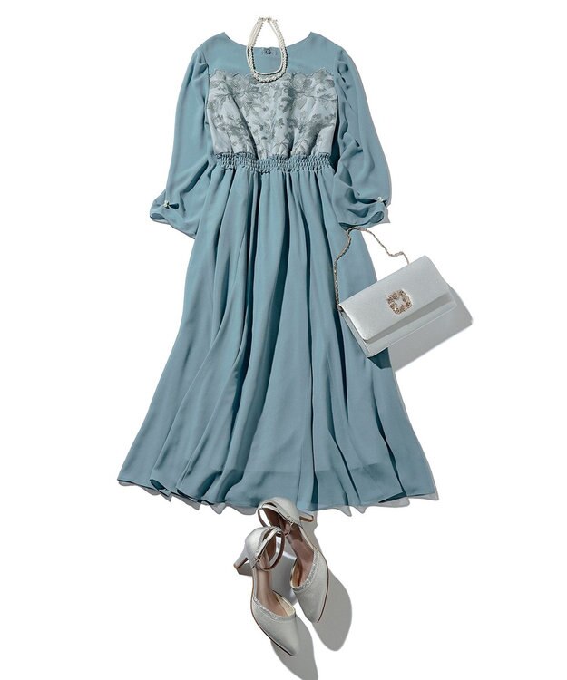 ANY SIS 【洗える】フラワー刺繍パーツ ワンピース ミント