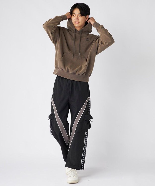 OP／FILA 【Kappa】オーバーサイズ ヘビーウェイトプルパーカー チャコールグレー