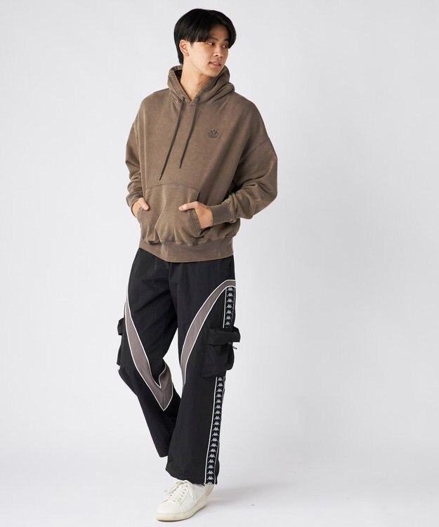 OP／FILA 【Kappa】オーバーサイズ ヘビーウェイトプルパーカー チャコールグレー