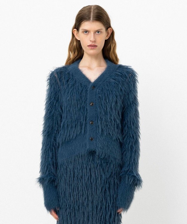 NAVE 【ReNAVE・洗える】メルティーシャギーニット カーディガン ブルー系