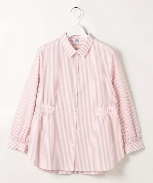 J.PRESS LADIES S 【WEB限定カラーあり】コンパクトエステネージュ シャーリング ブラウス ピンクストライプ系
