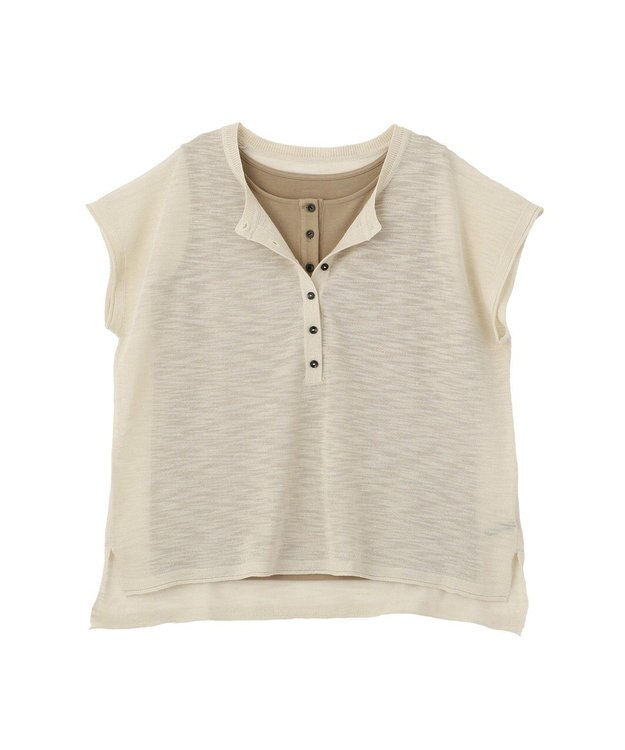 YECCA VECCA 【2点SET】ヘンリーネックスラブシアーニット Light Beige
