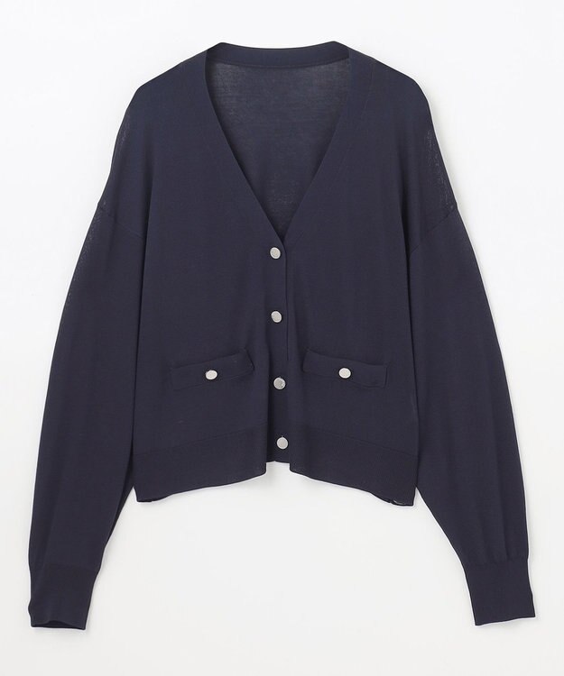 GRACE CONTINENTAL ルーズVネックニットカーディガン ネイビー