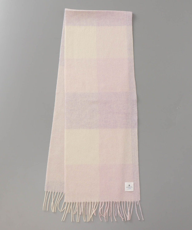 AURORA LANVIN en Bleu ランバン オン ブルー  ウール　チェック柄マフラー ペールピンク