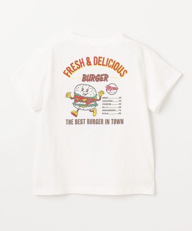 ANY KIDS バックプリント 半袖Tシャツ オフホワイト（ハンバーガー）
