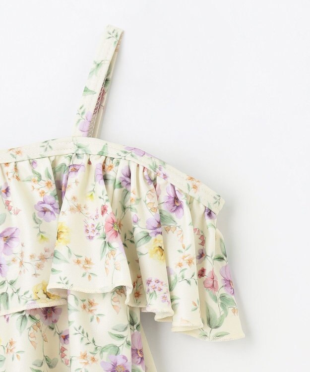 ANY KIDS 花柄×ドット柄 セパレート 水着 オフ花柄×ラベンダードット