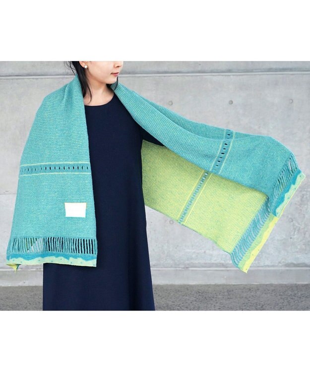 nitorito 【UNISEX】iroiro 無地 3WAY ストール light blue×yellow