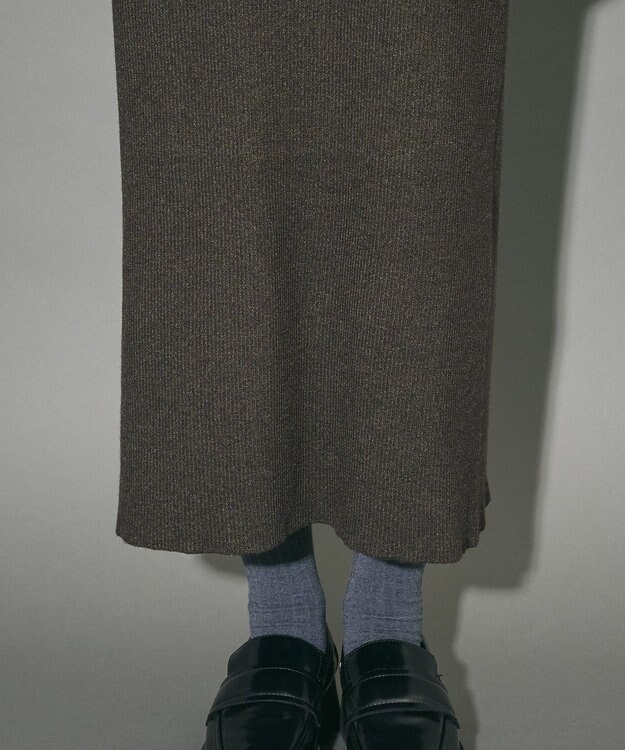 Green Parks フリルベルト付ニットワンピース Bordeaux