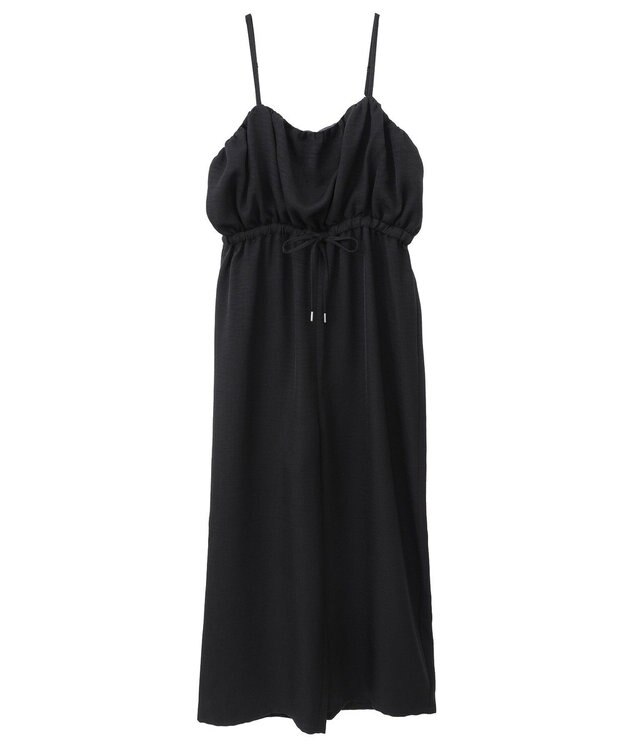 Green Parks 胸元バルーンウエストリボンサロペット Black