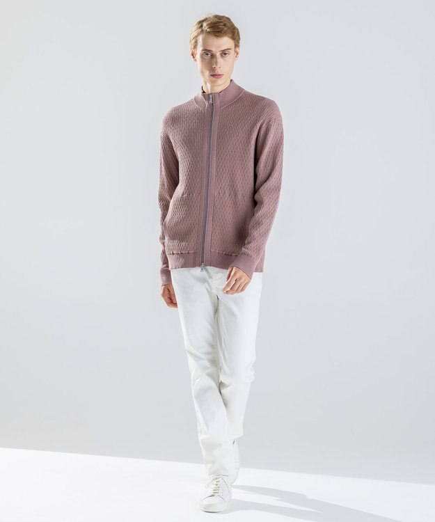 JOSEPH HOMME 【新柄】 ヴィスコースリンクス　ハイネックジップアップカーディガン ピンク系