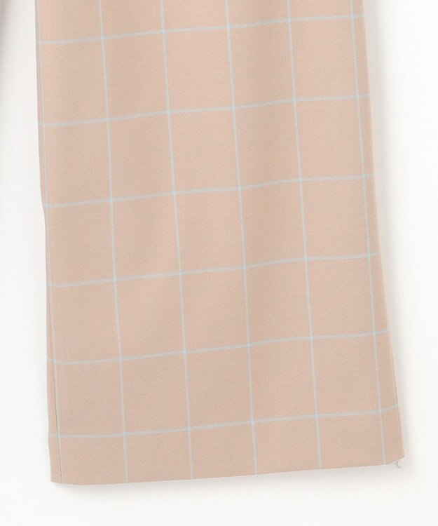 自由区 【洗える】ウィンドウペーンチェックワイド パンツ ベージュ系