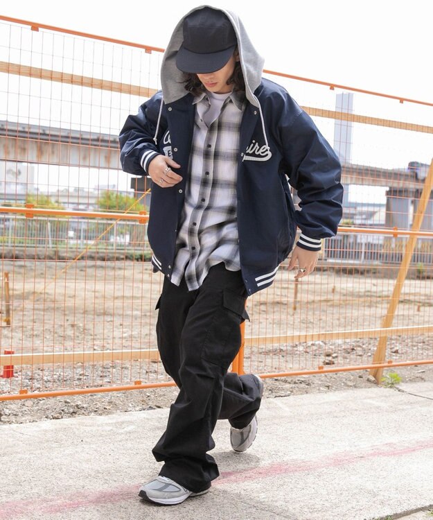 WEGO 【ユニセックス着用ITEM】フードワッペンスタジャン ネイビー