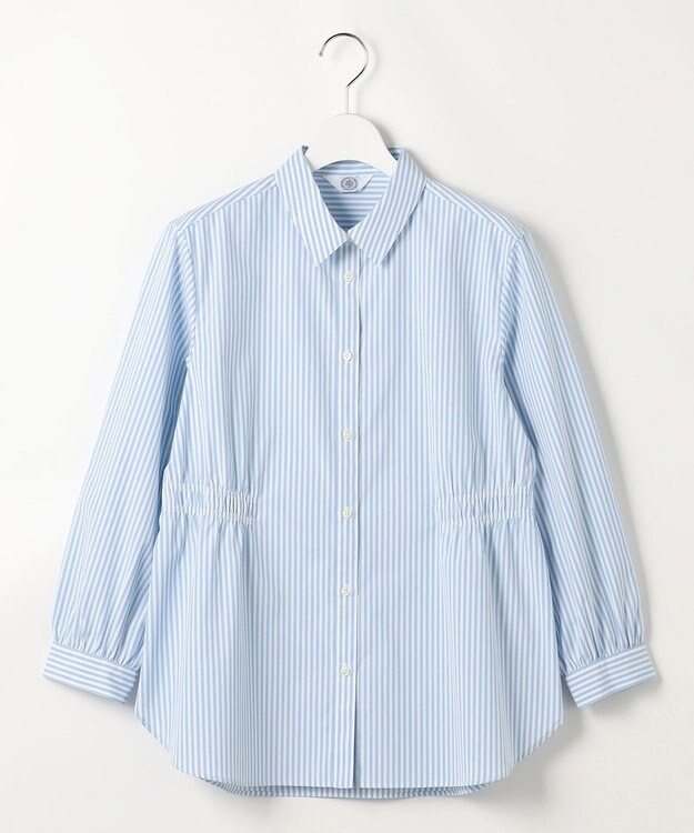 J.PRESS LADIES S 【WEB限定カラーあり】コンパクトエステネージュ シャーリング ブラウス 【WEB限定】サックスストライプ系2