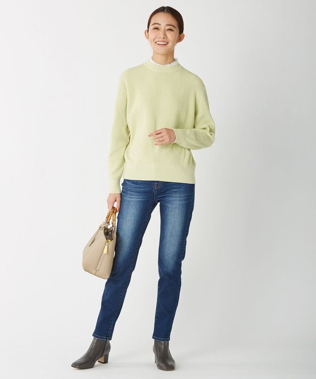 J.PRESS LADIES L 【驚異の伸縮性】10oz Stretch Denim ストレートデニムパンツ ブルー系