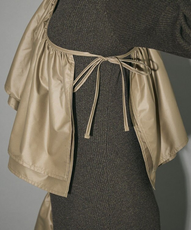 Green Parks フリルベルト付ニットワンピース Khaki