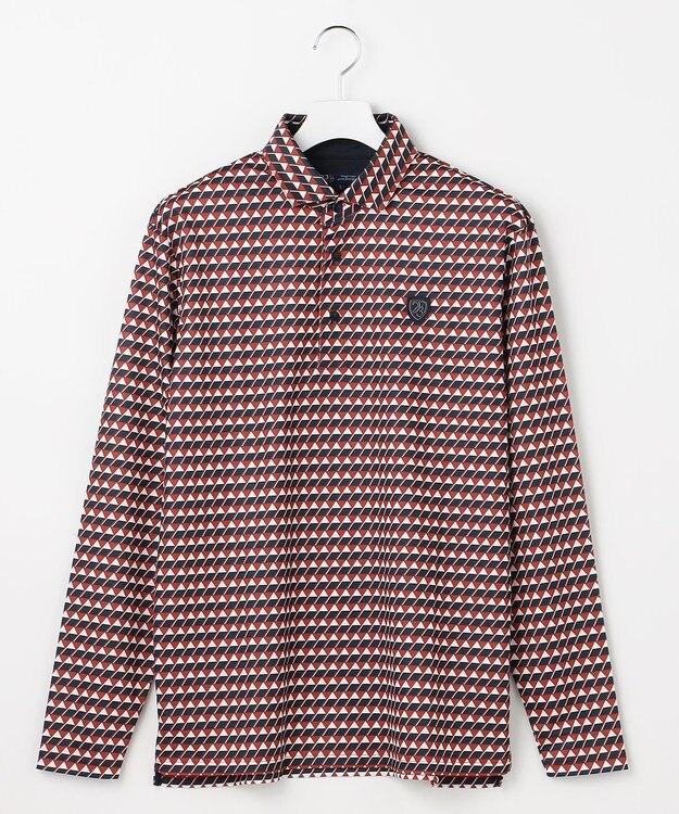 23区GOLF 【MEN】フラッグ総柄長袖ポロシャツ レッド系5