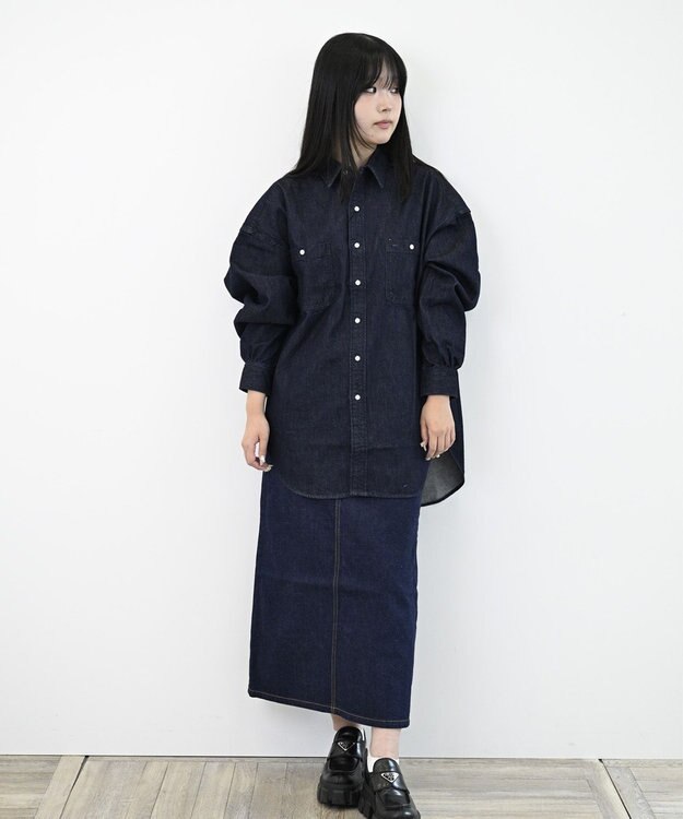 LENO DENIM SKIRT　デニムマキシスカート INDIGO
