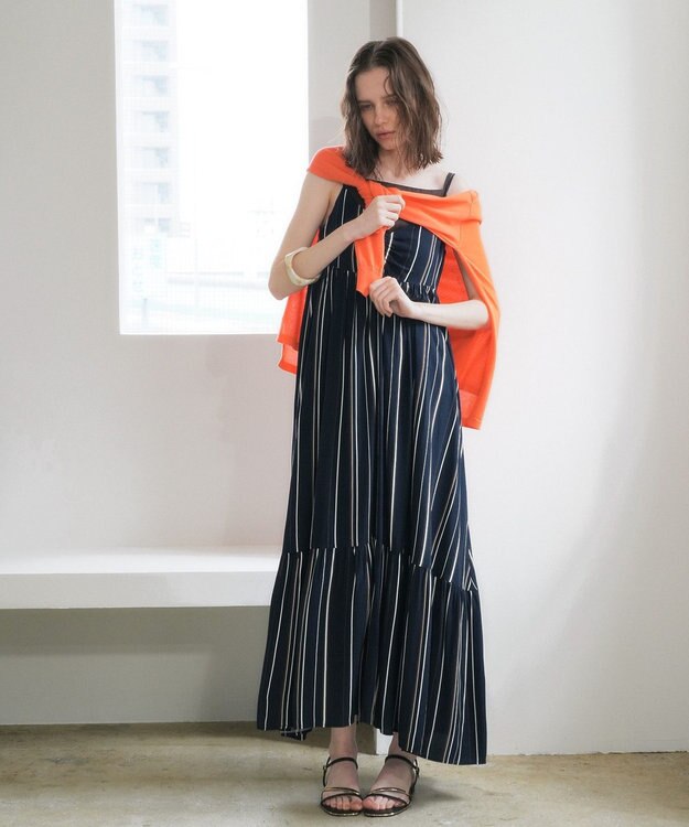 YECCA VECCA アートプリントキャミワンピース Stripe