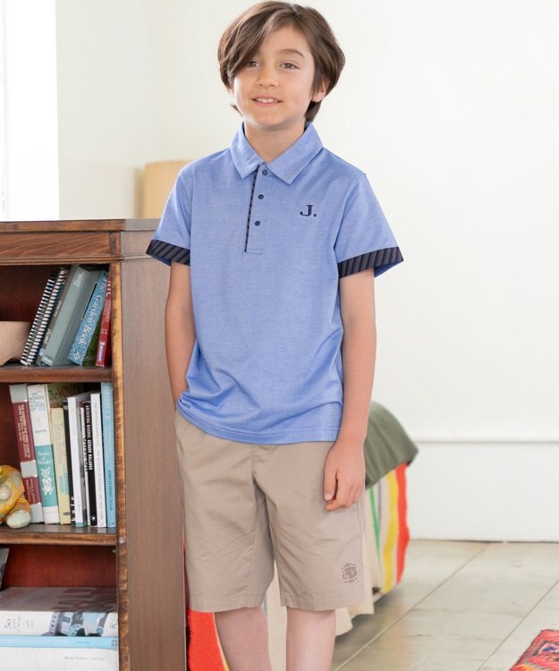J.PRESS KIDS 【110-130cm】COOLMAX レジメン ポロシャツ ブルー系