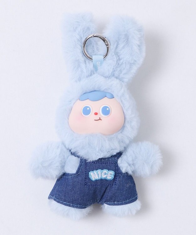 WEGO ぷっくりサロペうさちゃんぬいぐるみキーホルダー ブルー