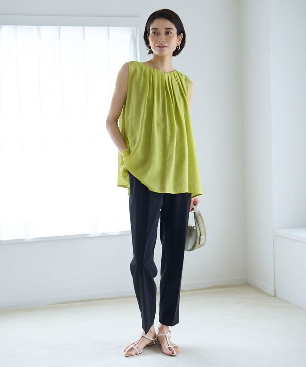 UNFILO ヴィンテージシアー プリーツブラウス イエロー