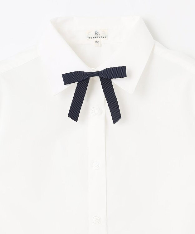 組曲 KIDS 【150-170㎝】リボン付き ブラウス オフホワイト系