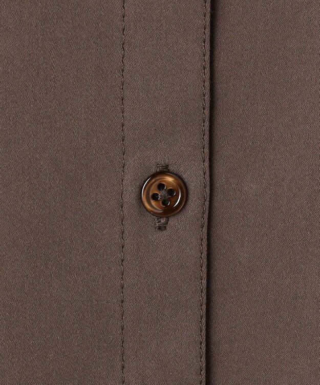 自由区 ブラッシュドコットンサテン シャツ ダークブラウン