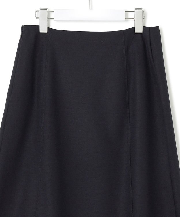 23区 S ウール圧縮スムース アシンメトリー フレアスカート ダークネイビー
