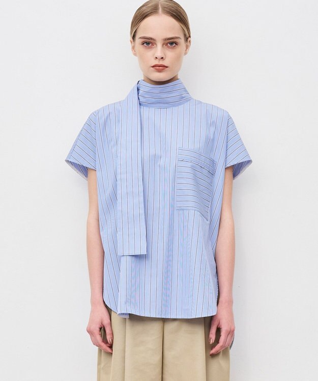 uncrave THOMAS MASON ボウタイブラウス ブルーストライプ