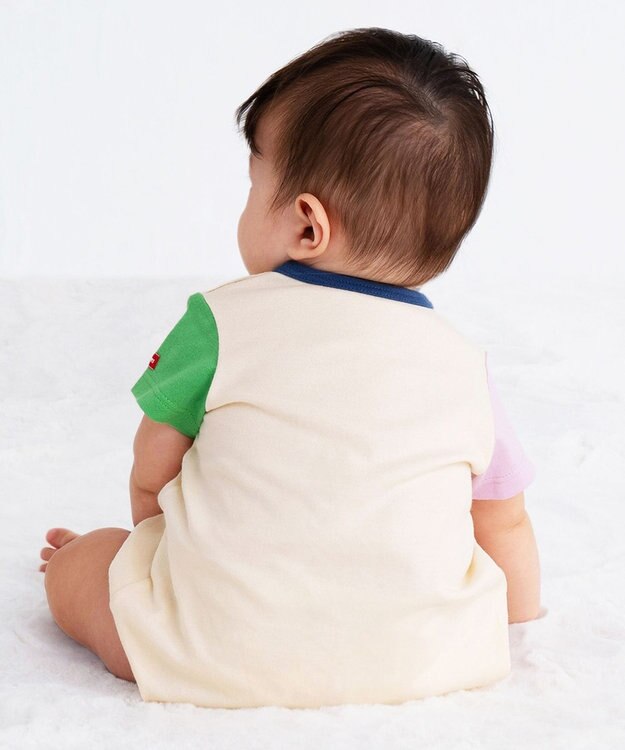 MIKI HOUSE HOT BISCUITS 【70-80cm】【Everyday Series】ワンポイント 半袖ボディシャツ アイボリー