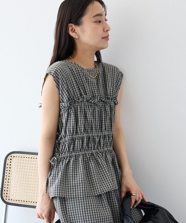 CRAFT STANDARD BOUTIQUE サッカーチェックブラウス Gray