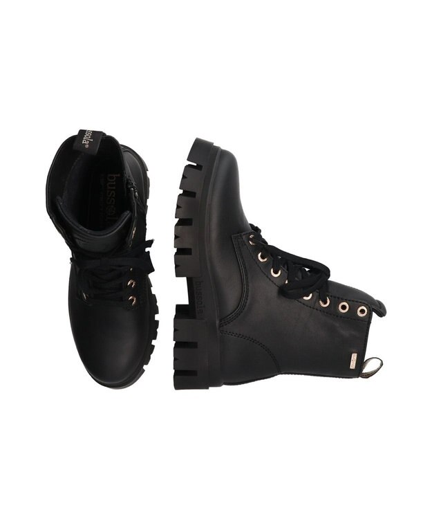 INTER-CHAUSSURES 【BUSSOLA】防水レースアップショートブーツ ブラック