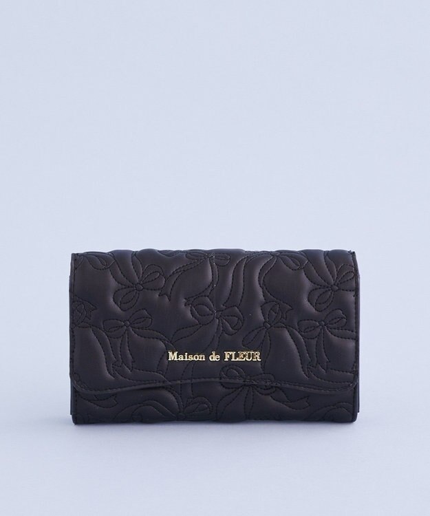 Maison de FLEUR リボンキルティングロングウォレット Black
