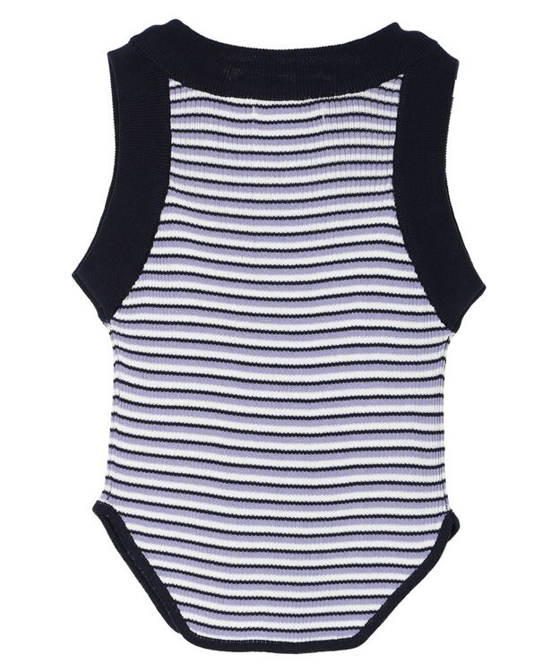 Green Parks デザインヘム配色ニットタンクトップ Blue