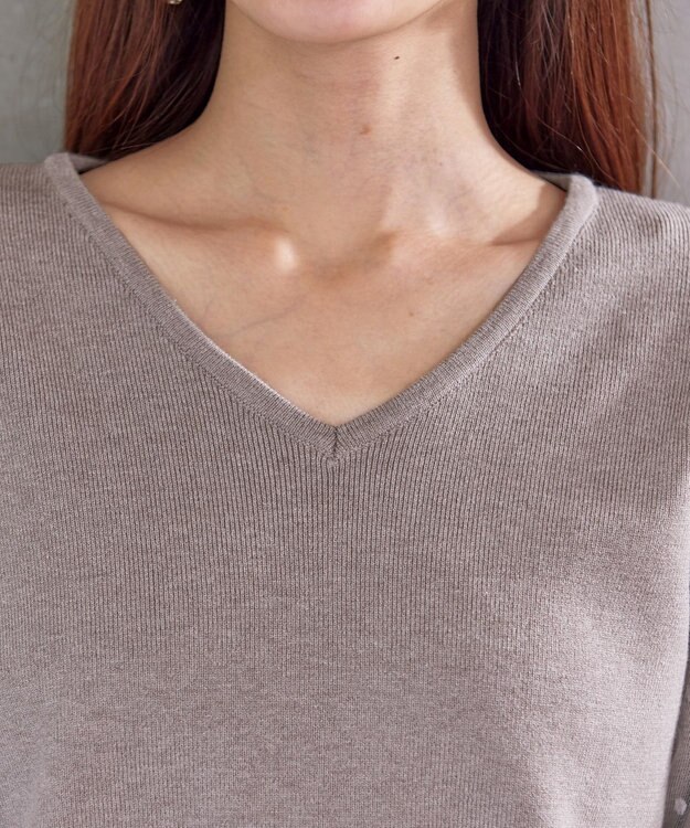 Tiaclasse L 【洗える】ドットチュールコンビニットトップス グレージュ