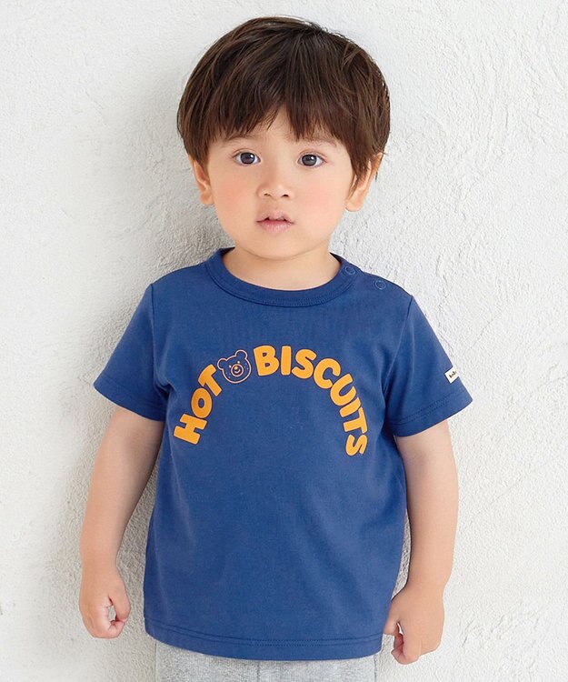 MIKI HOUSE HOT BISCUITS 【70-120cm】ロゴシリーズ 半袖Tシャツ 紺