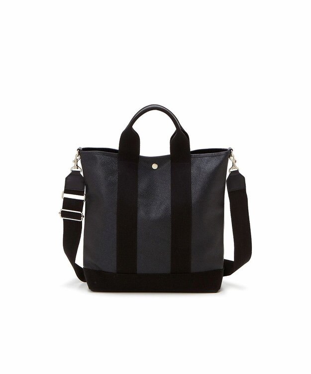 TOPKAPI 【Breath TOPKAPI】スコッチグレイン ネオレザー 縦型 A4 トート バッグ ショルダー付き L ブラック