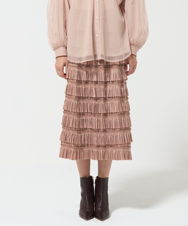 GRACE CONTINENTAL フリルタイトスカート ブラウン