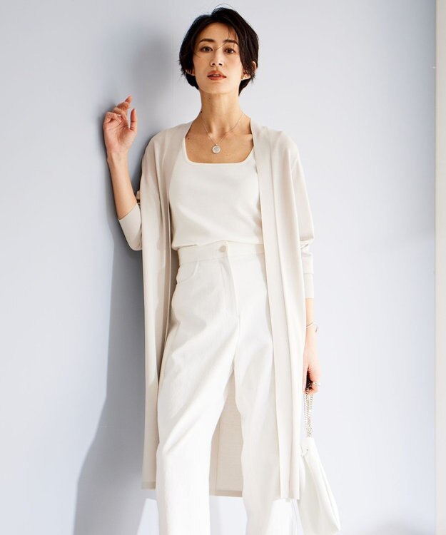 ICB L 【WEB限定カラーあり・接触冷感・UVケア・洗える】 シンセティックハイゲージ ロングカーディガン トープ系