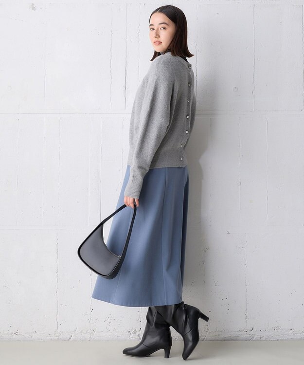 UNFILO 【新色追加/洗える】ふわふわニット パールボタンカーディガン グレー