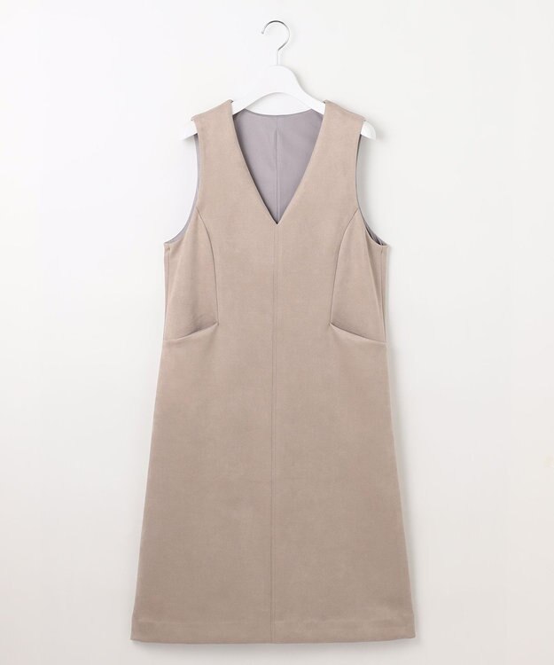 J.PRESS LADIES L 【洗える】スウェードダンボール ジャンパースカート グレージュ系