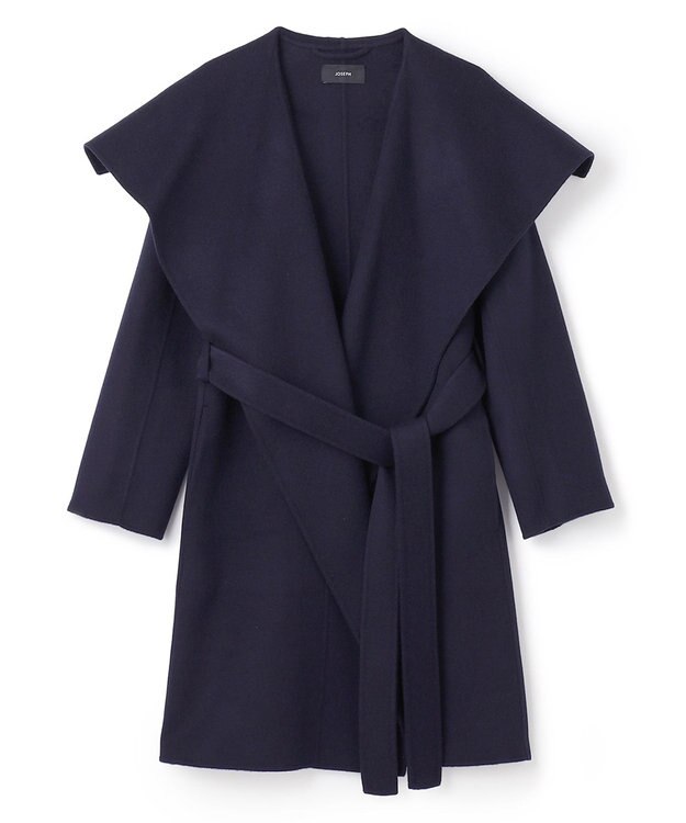 JOSEPH ダブルフェイスカシミヤ　ラップミドルコート Navy