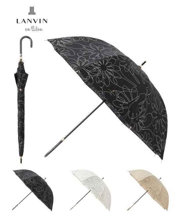 MOONBAT 【新色追加/耐風】ランバン オン ブルー 長傘 フラワー柄サテンジャガードプリント